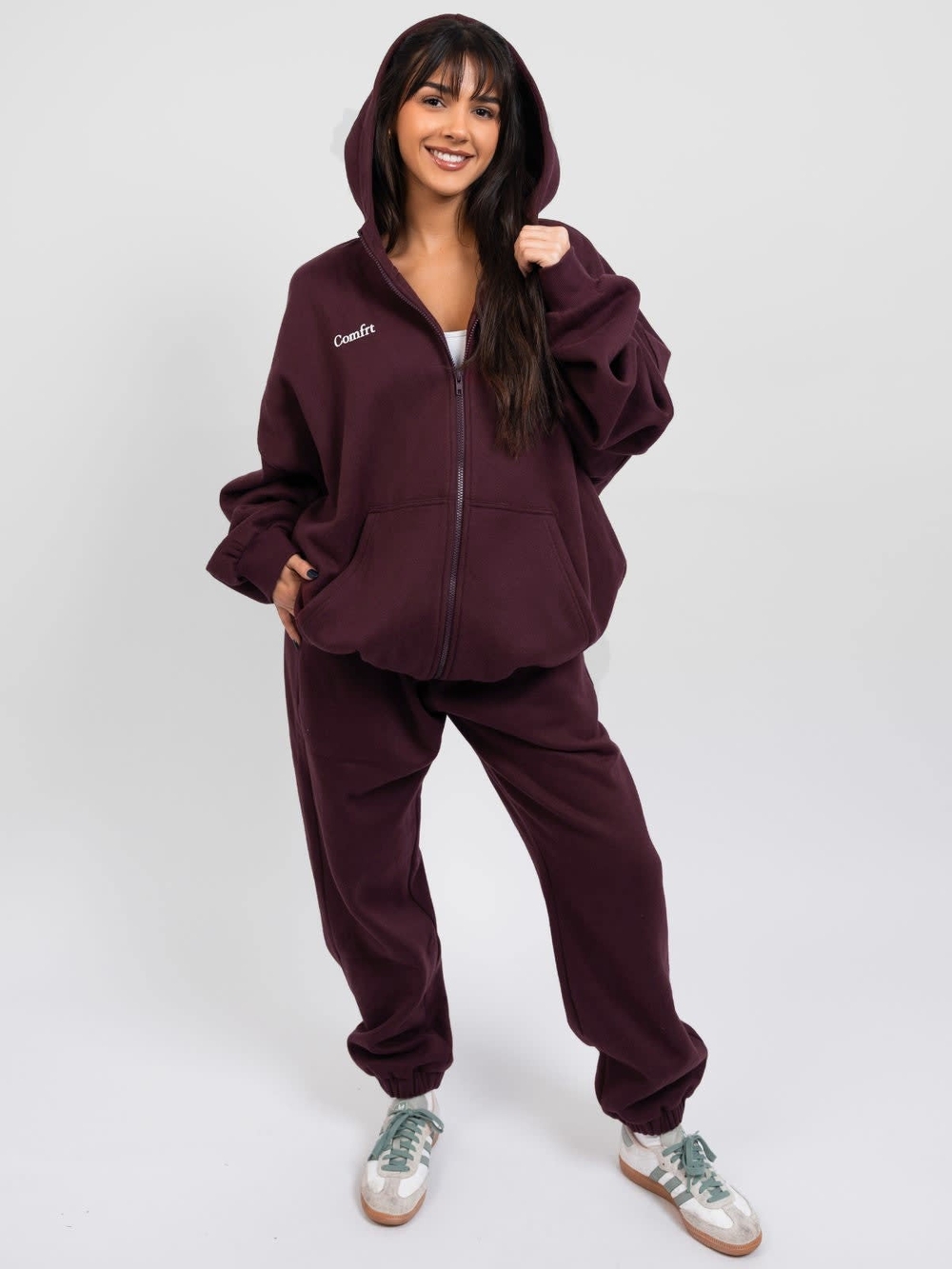 Streetwear Cozy Loungewear Athleisure Oversized Comfrt Sweatpants XS Maroon